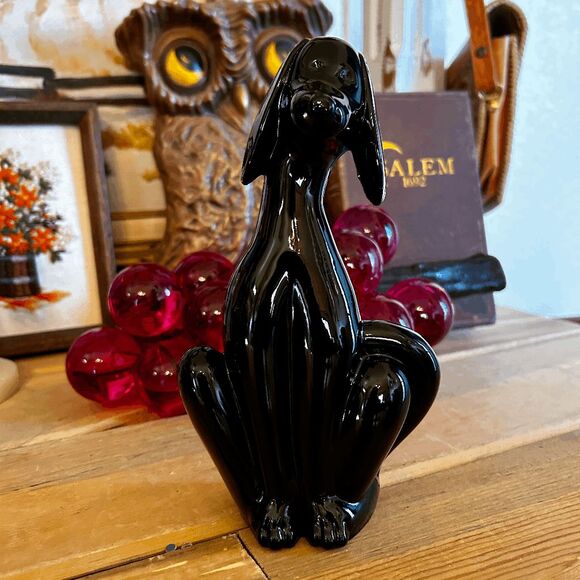 Viking Glass Other - Viking Glass Epic Dog Figurine - Shiny Black Hound by Mosser Glass, 8" Solid Gla